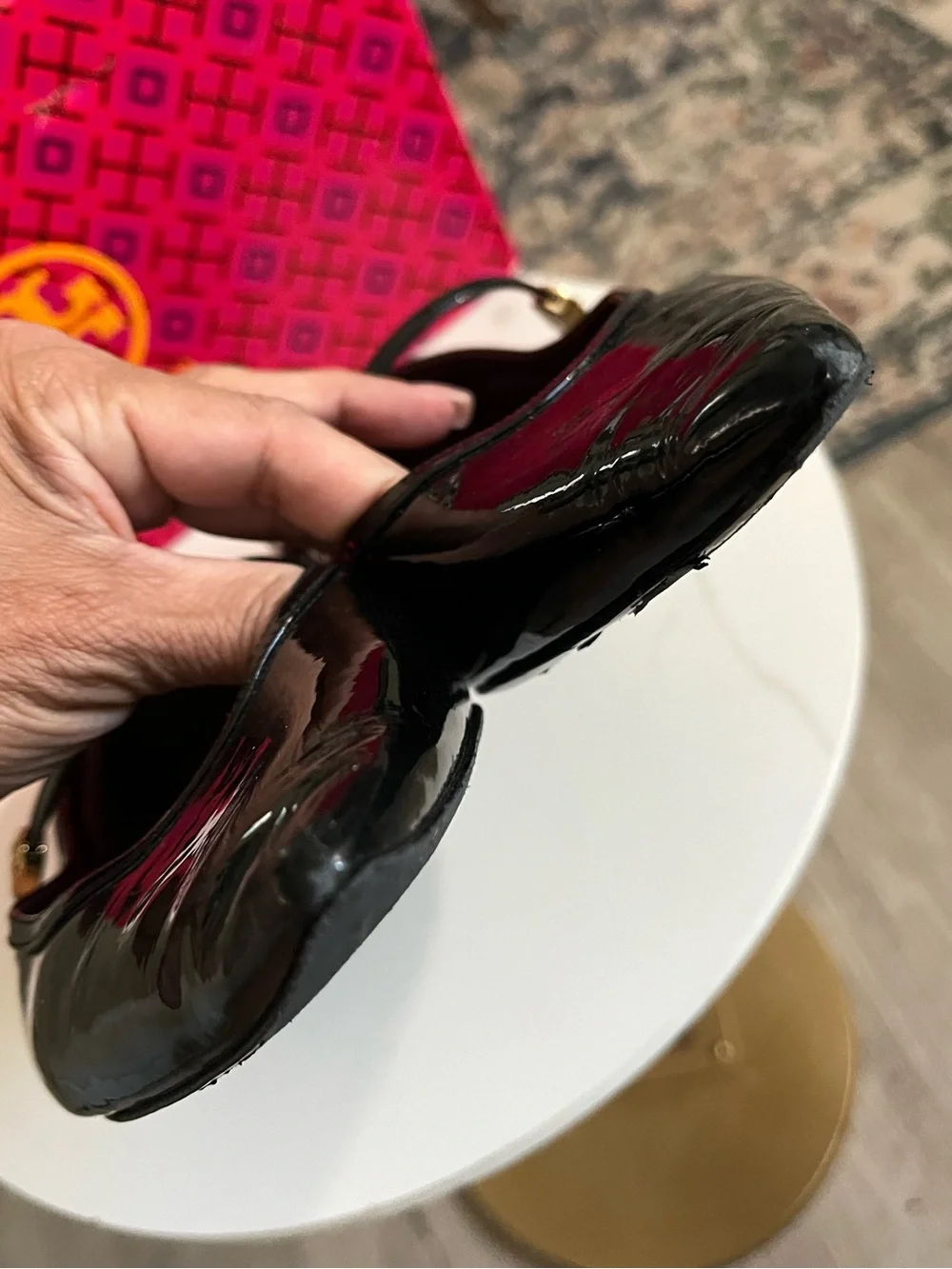 Tory Burch Black Patent Leather Mary Jane Flats